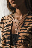 Brass Inlaid Zircon Cross Pendant Necklace - Trendsi