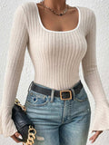 Scoop Neck Long Sleeve T-Shirt - Trendsi - Flyclothing LLC