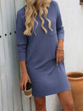 Striped Round Neck Long Sleeve Mini Dress - Trendsi - Flyclothing LLC