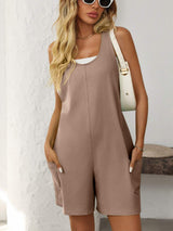 Mandy Pocketed Racerback Wide Strap Romper - Trendsi - Flyclothing LLC