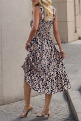 Smocked Printed Wide Strap Dress - Trendsi - Flyclothing LLC