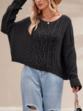 Textured Knit Round Neck Sweater - Trendsi - Flyclothing LLC