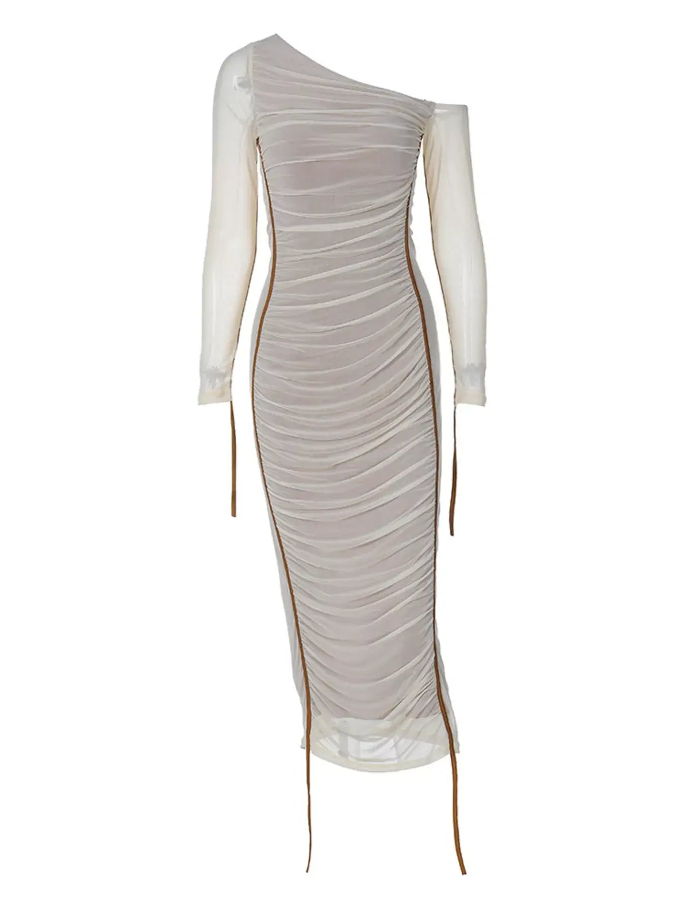 One-Shoulder Ruched Bodycon Midi Dress - Trendsi - Flyclothing LLC