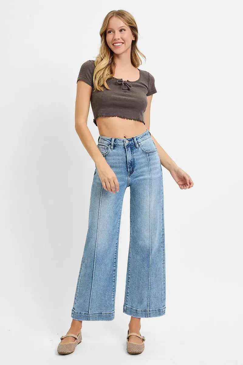 RISEN Full Size High Rise Crop Wide Leg Jeans Plus Size - Trendsi - Flyclothing LLC