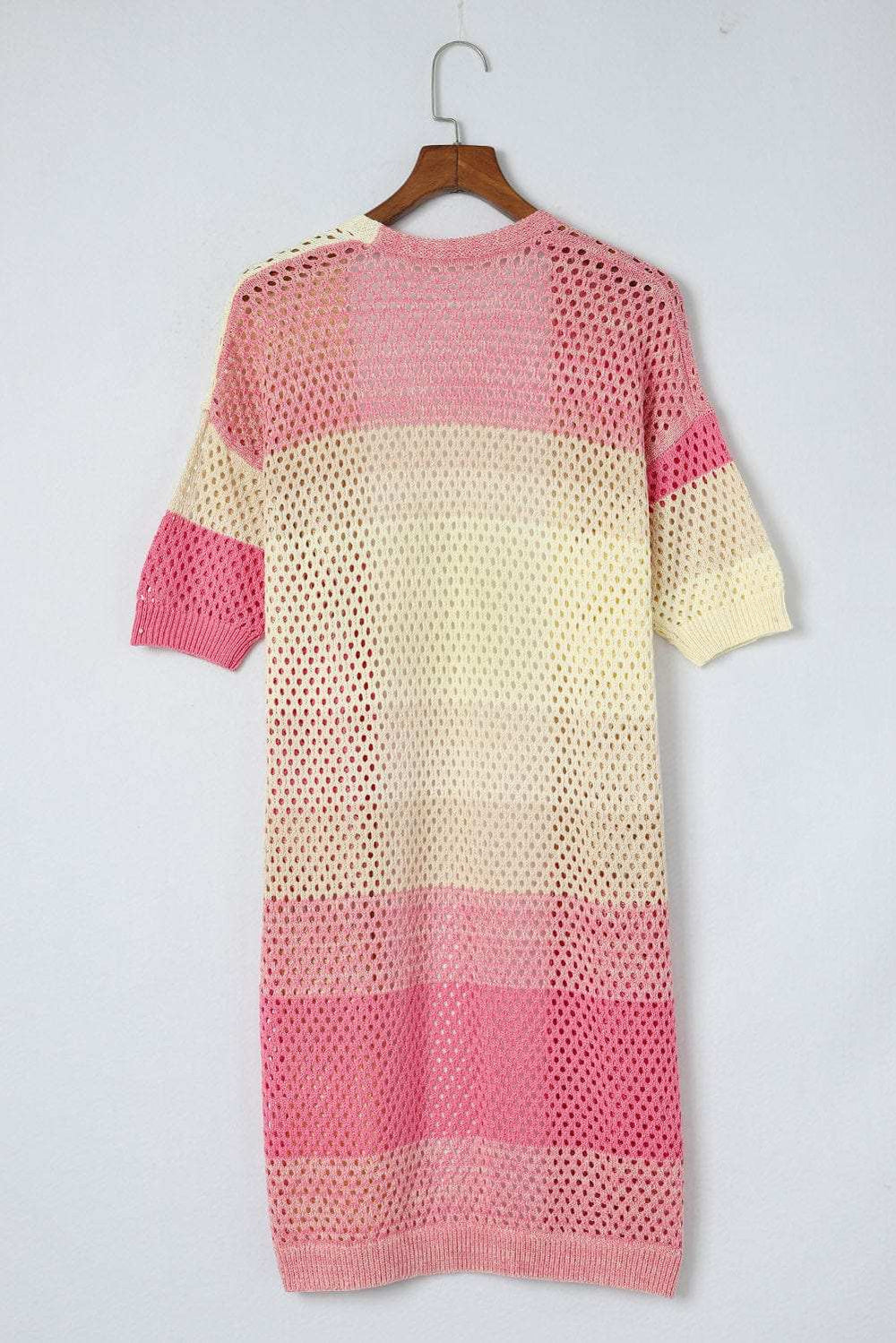 Color Block Dropped Shoulder Half Sleeve Cover Up - Trendsi - Flyclothing LLC