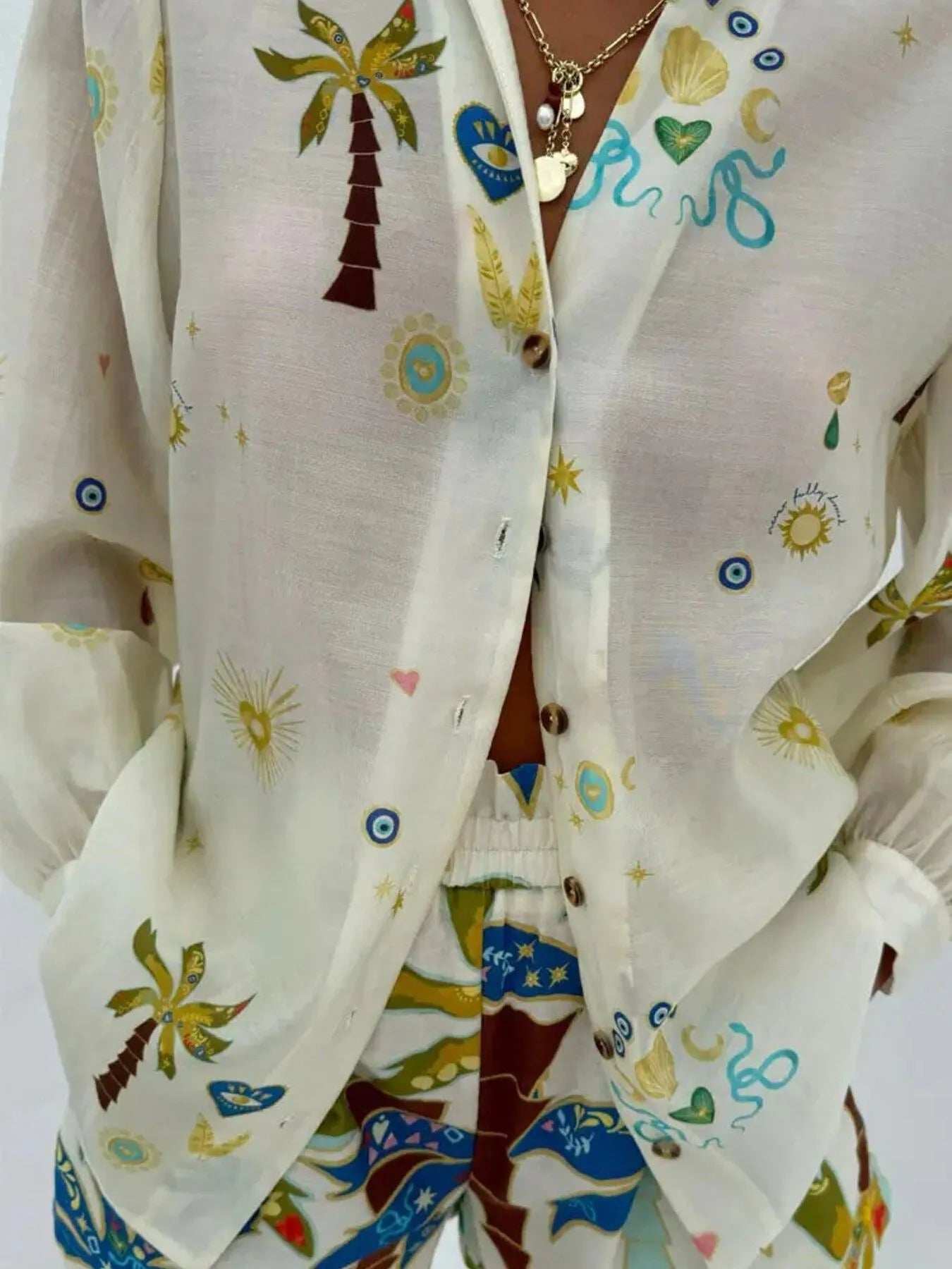 Printed Button Up Shirt and Shorts Set - Trendsi - Flyclothing LLC