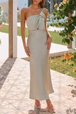 Knotted Single Shoulder Maxi Dress - Trendsi