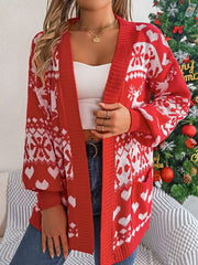 Pocketed Open Front Long Sleeve Cardigan - Trendsi
