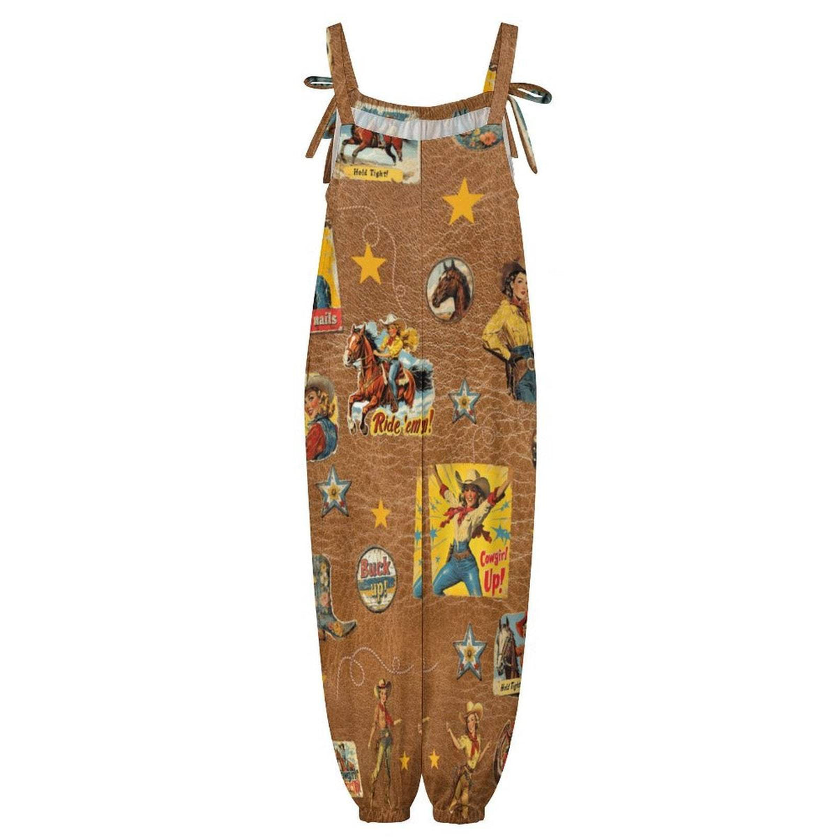 Baha Ranch Vintage Cowgirl Collage Overalls Jumpsuit - Baha Ranch Western Wear - Flyclothing LLC
