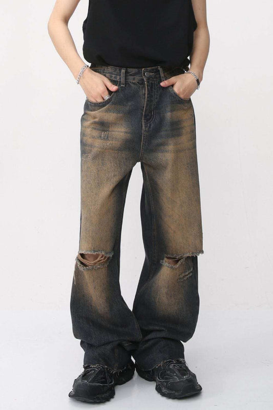 Distressed Wide Leg Jeans - Trendsi - Flyclothing LLC