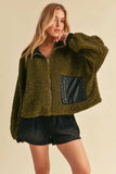 Aemi + Co Collared Neck Zip Up Sherpa Jacket - Trendsi - Flyclothing LLC