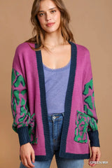 Umgee Animal Print Open Front Sweater Cardigan - Trendsi - Flyclothing LLC
