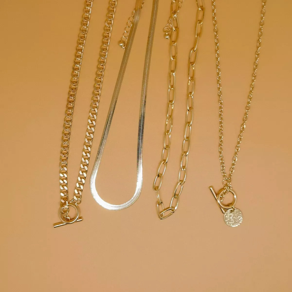 4-Piece Layered Coin Pendant Necklace - Trendsi - Flyclothing LLC