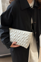 Ruched Heart Clutch with Zipper - Trendsi