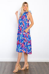 Be Stage Print Ruffled Midi Dress with Pockets - Trendsi