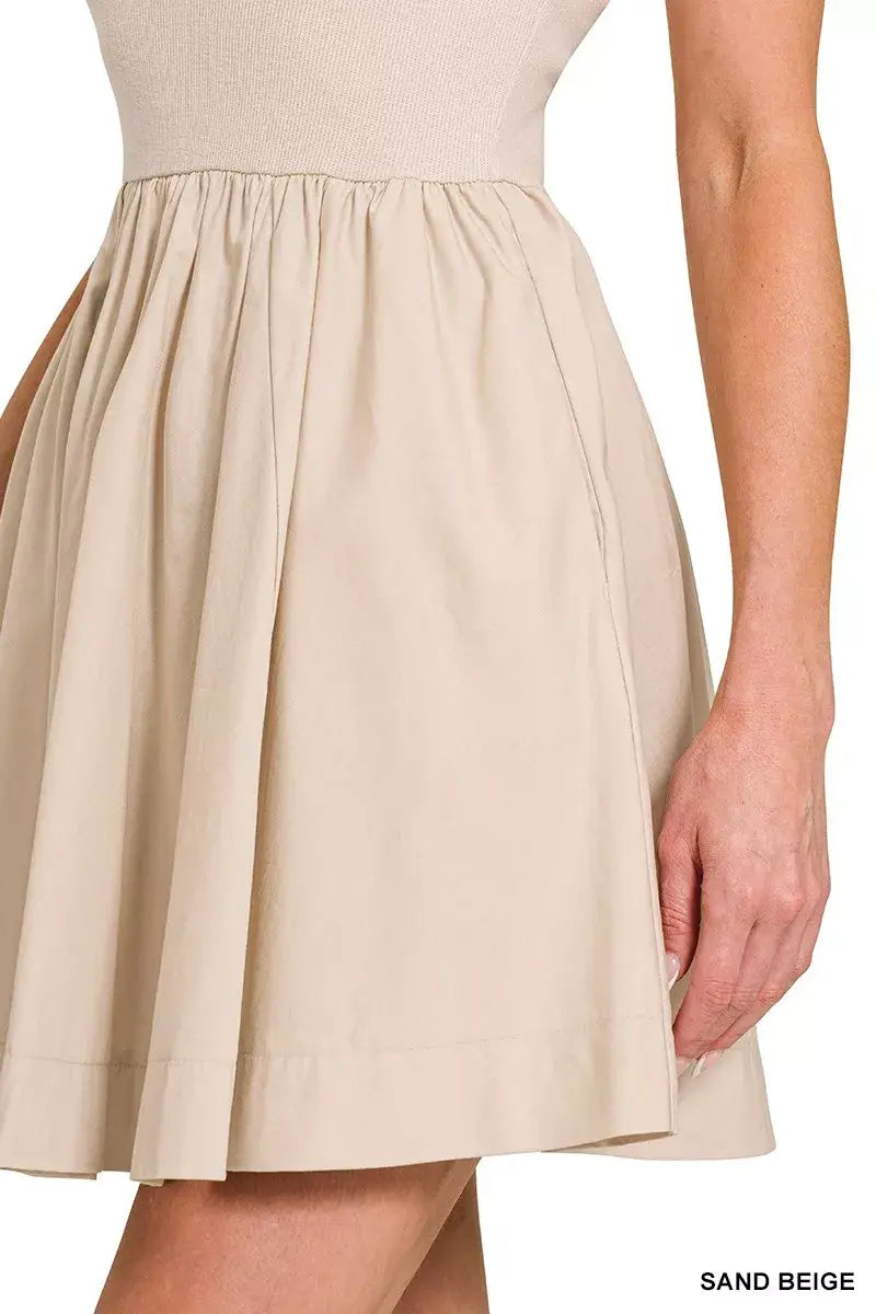 Zenana Combined Knit Tube Top Flare Mini Dress - Trendsi - Flyclothing LLC