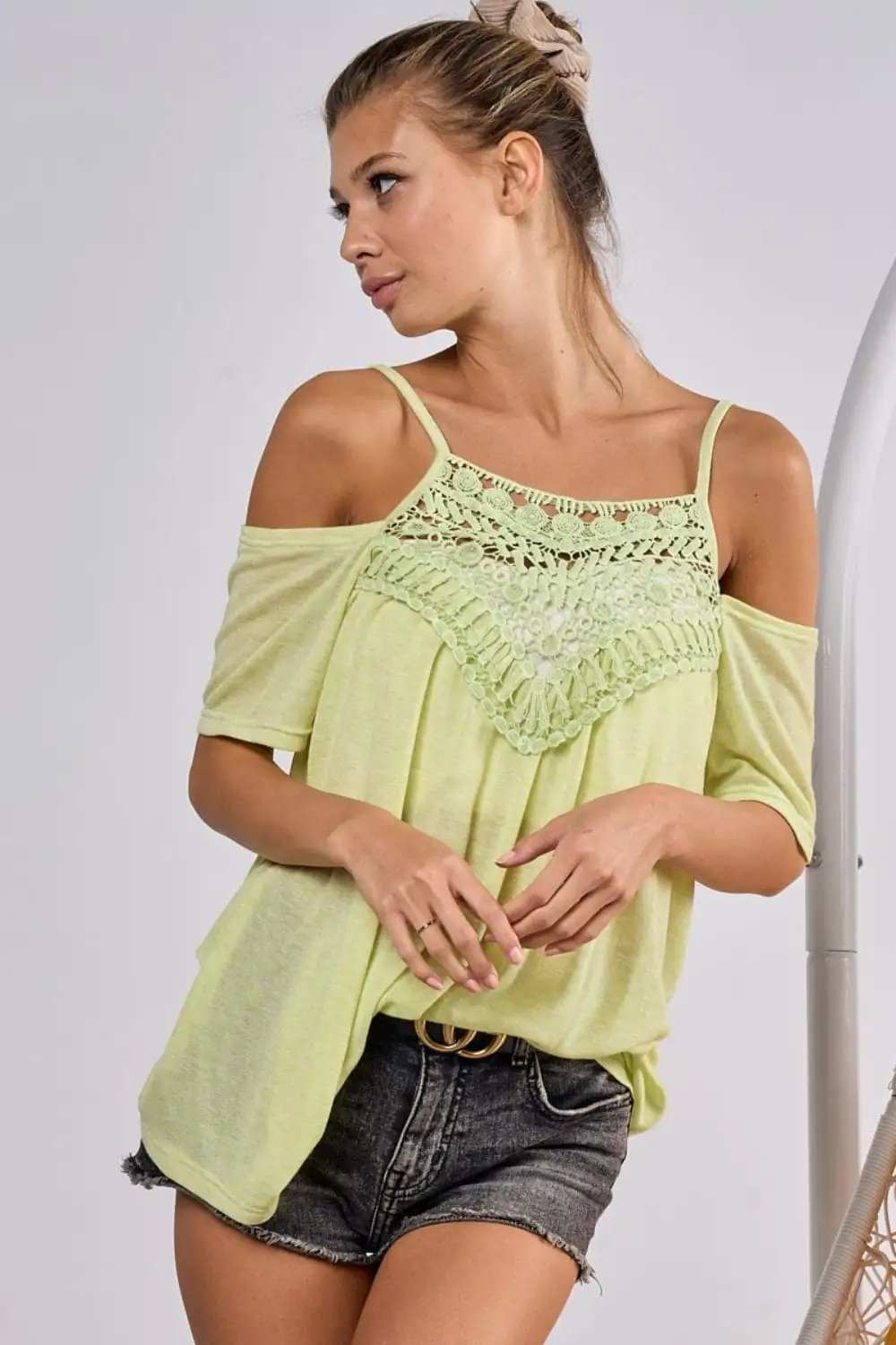 BiBi Front Crochet Lace Adjustable Strap Top - Trendsi - Flyclothing LLC
