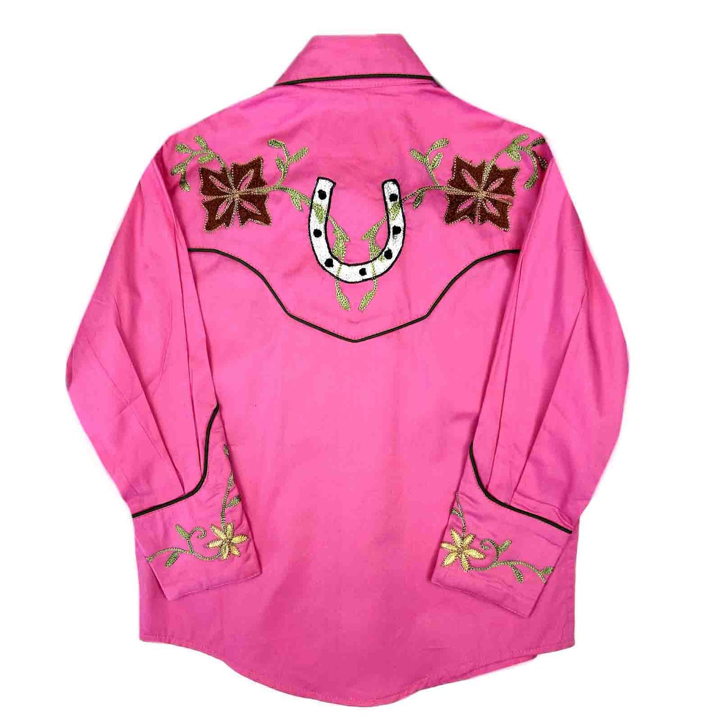 Rockmount Ranch Wear Kid's Pink Embroidered Floral with Lucky Horseshoes Western Shirt - Rockmount Clothing - Flyclothing LLC