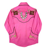 Rockmount Ranch Wear Kid's Pink Embroidered Floral with Lucky Horseshoes Western Shirt - Rockmount Clothing - Flyclothing LLC