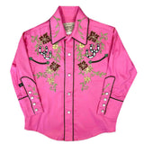 Rockmount Ranch Wear Kid's Pink Embroidered Floral with Lucky Horseshoes Western Shirt - Rockmount Clothing - Flyclothing LLC