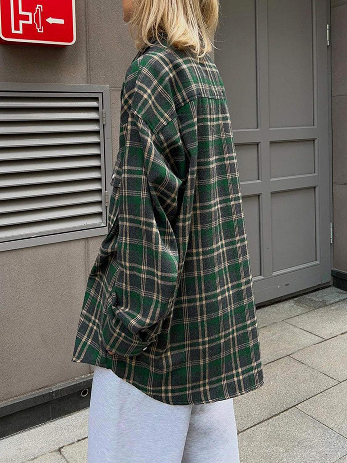 Pocketed Plaid Button Up Shacket - Trendsi - Flyclothing LLC