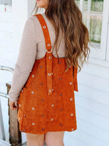 Floral Corduroy Overall Dress - Trendsi - Flyclothing LLC