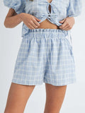 V-Neck Puff Sleeve Top and Shorts Set - Trendsi