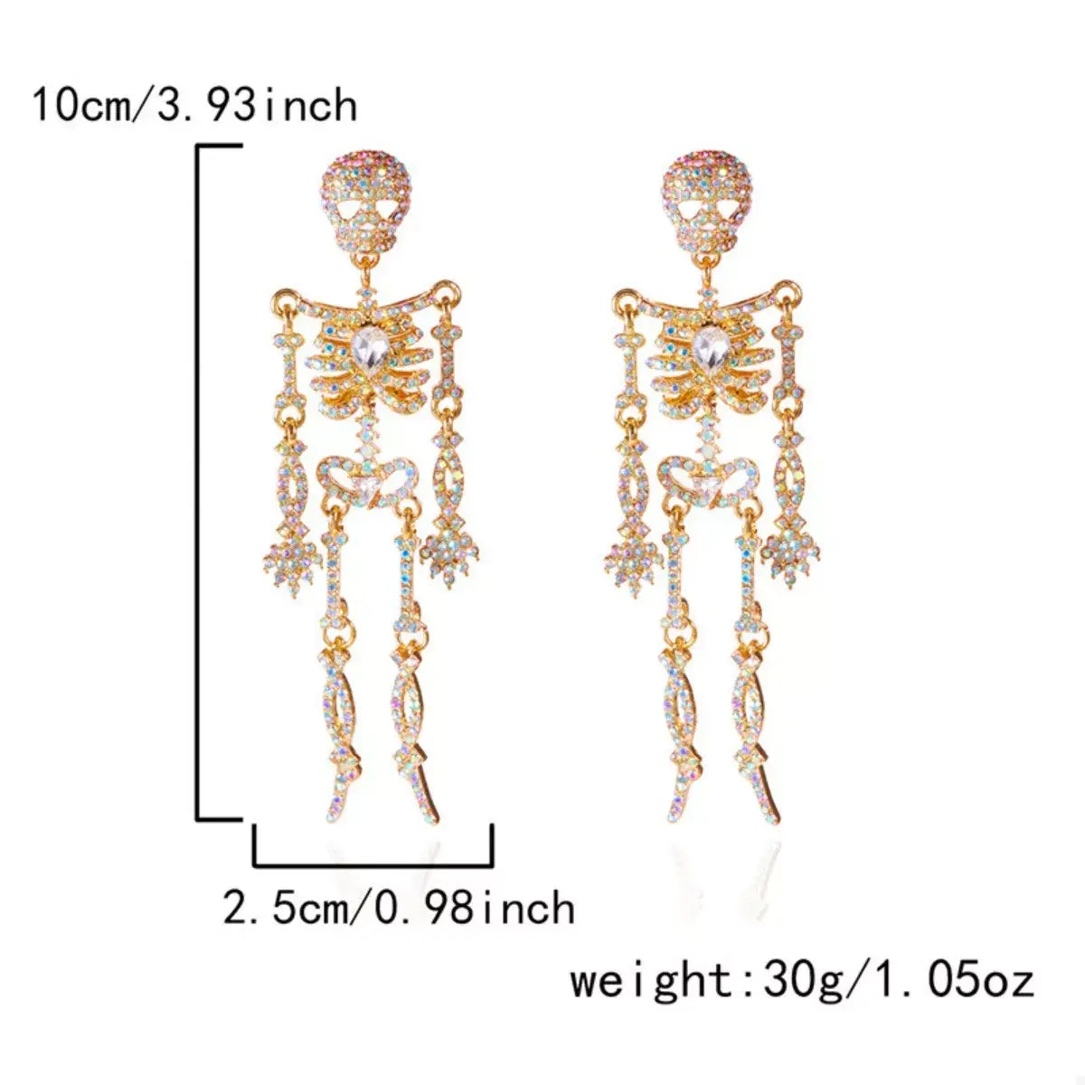 Halloween Skeleton Skull Zircon Drop Earrings - Trendsi - Flyclothing LLC