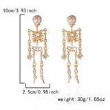 Halloween Skeleton Skull Zircon Drop Earrings - Trendsi - Flyclothing LLC