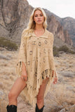 Tassel Hem Knit Cover Up - Trendsi - Flyclothing LLC