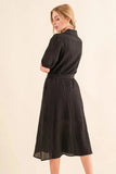 And The Why Waffle Textured Ribbon Waist Midi Dress - Trendsi