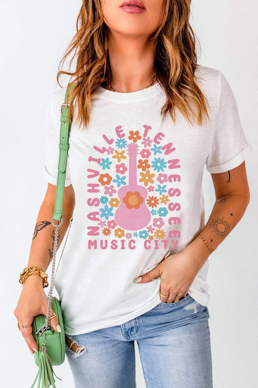 Graphic Round Neck Short Sleeve T-Shirt - Trendsi - Flyclothing LLC