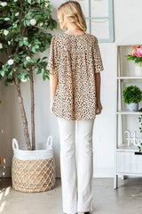 Heimish Full Size Animal Print Flutter Sleeve Blouse - Trendsi - Flyclothing LLC