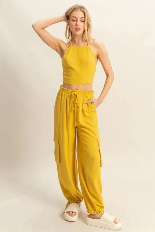 HYFVE Crop Top and Cargo Pants Set - Trendsi