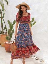 Floral Flounce Sleeve Midi Dress - Trendsi - Flyclothing LLC