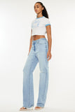 Kancan Distressed High Waist Straight Jeans - Trendsi