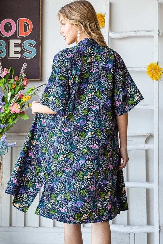 Heimish Full Size Half Sleeve Floral Open Cardigan Plus Size - Trendsi - Flyclothing LLC