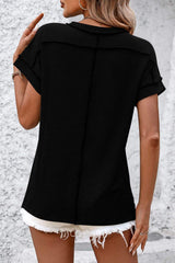 Striped Round Neck Short Sleeve T-Shirt - Trendsi - Flyclothing LLC