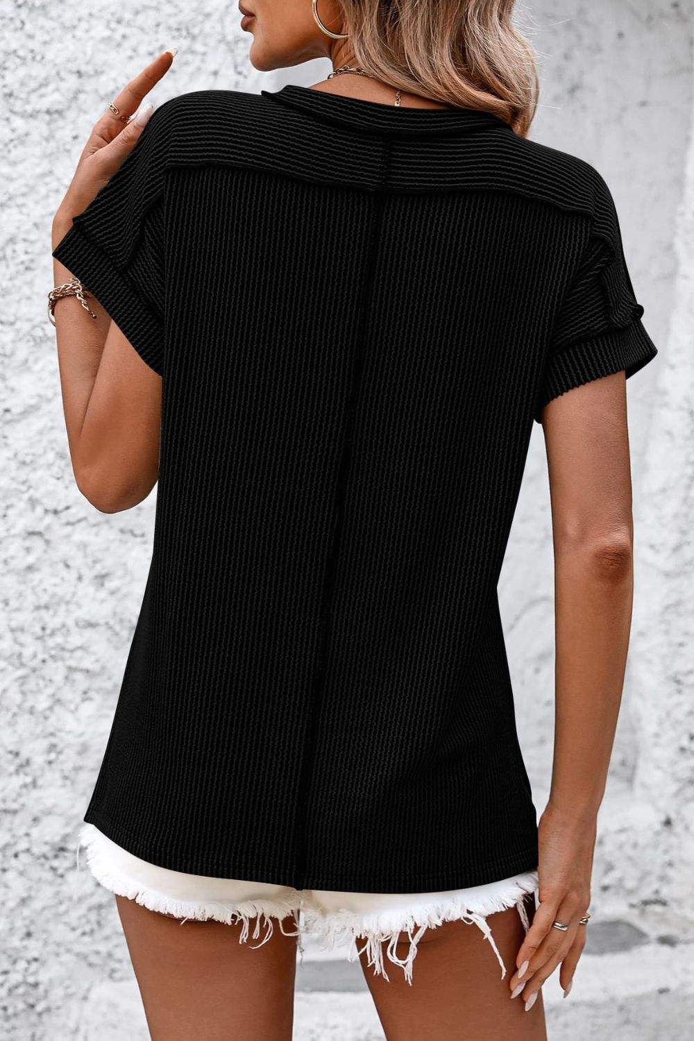 Striped Round Neck Short Sleeve T-Shirt - Trendsi - Flyclothing LLC