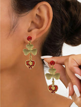 Women New Niche Floral Heart Drop Earrings, Wholesale High-End Light Luxury Ladies Ear Ornaments - My Store - Flyclothing LLC