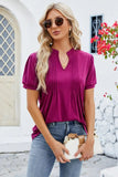 Notched Short Sleeve T-Shirt - Trendsi