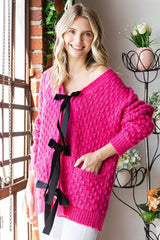 First Love Tie Closure Open Knit Cardigan - Trendsi - Flyclothing LLC