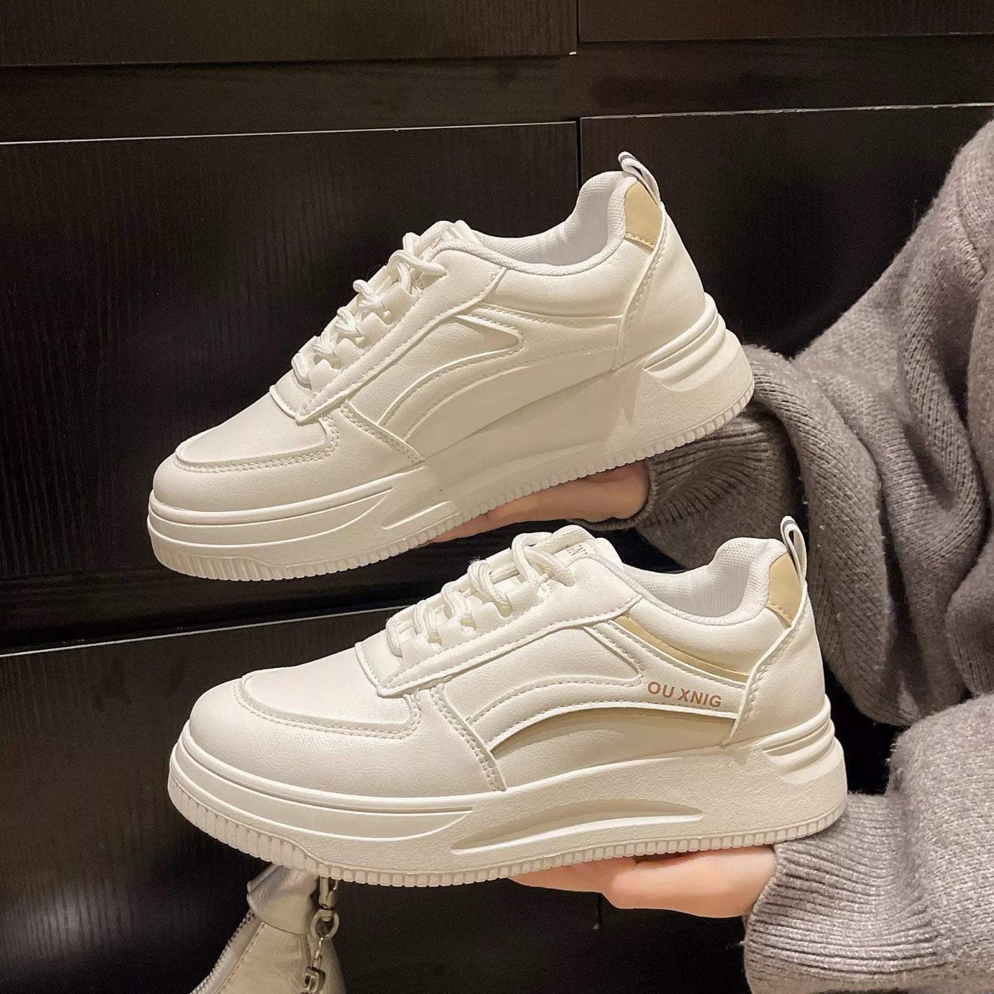 Classic Lace-Up Platform Sneakers - Trendsi - Flyclothing LLC