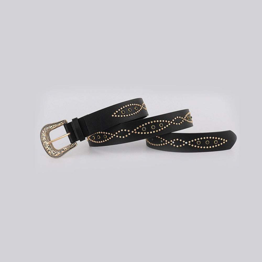 PU Leather Rhinestone Belt - Trendsi - Flyclothing LLC