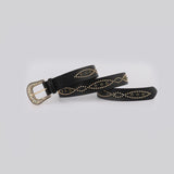 PU Leather Rhinestone Belt - Trendsi