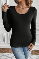 Round Neck Long Sleeve Top - Trendsi - Flyclothing LLC