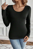 Round Neck Long Sleeve Top - Trendsi - Flyclothing LLC