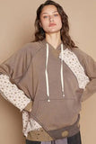 POL Floral Patchwork Distressed Drawstring Hoodie - Trendsi