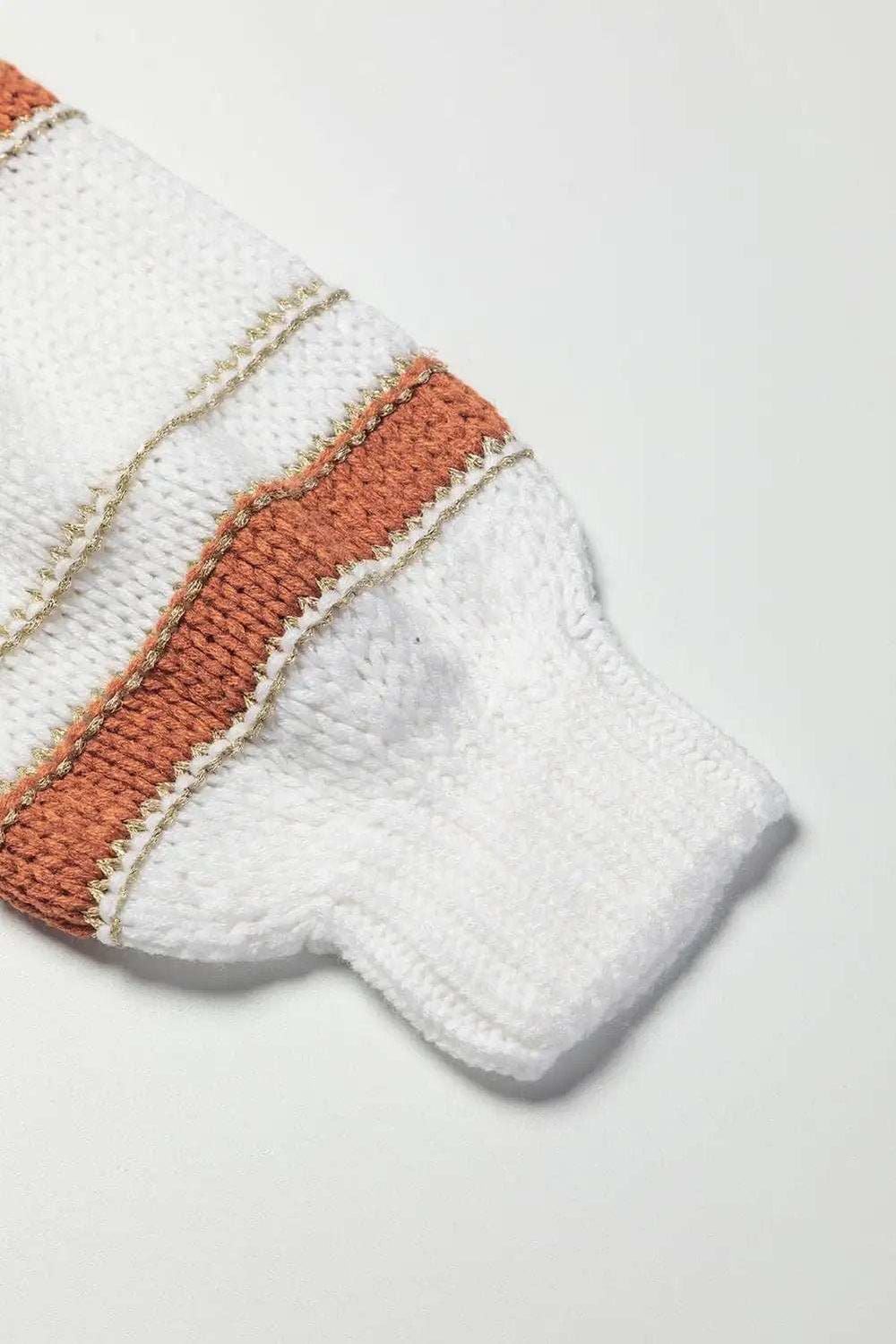 Striped Round Neck Dropped Shoulder Sweater - Trendsi - Flyclothing LLC