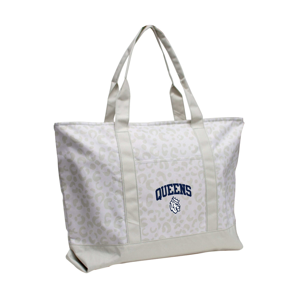 Queens Univ Charlotte Leopard Pattern Tote - Logo Brands - Flyclothing LLC